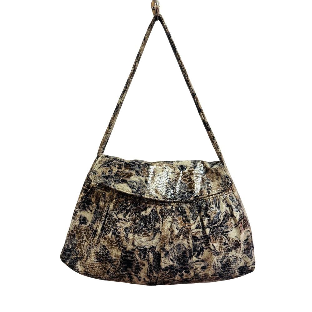 Hobo International Snakeskin Print Metallic Shoulder Bag Neutral Tan - Picture 1 of 6